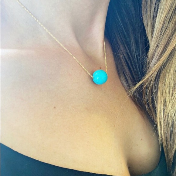 Turquoise bead silver necklace - Picture 2 of 2